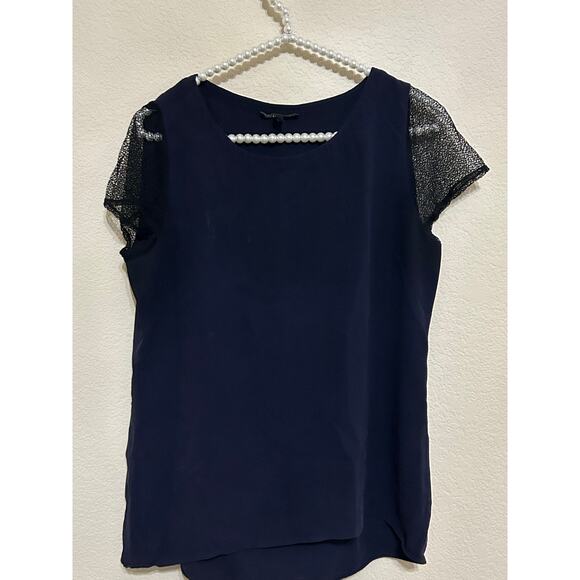 Eileen Fisher Size Petite Small Silk Blouse Blue Lightweight Quiet Luxury Top - Picture 5 of 11